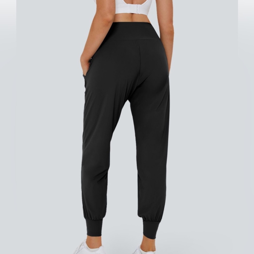 High Waisted Plain Pocket Casual Joggers
